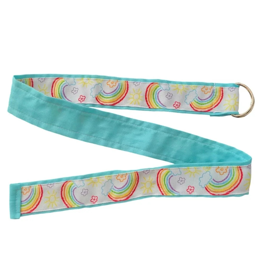 Handmade Toddler Girl's Belt 25in Long, Size 18 months - 3 Years Rainbows Flower